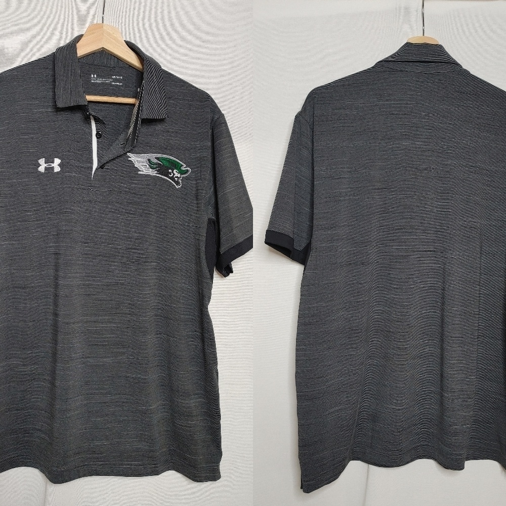 Under Armor Heat Gear Short Sleeve Polo Black Gray Large L New